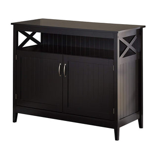 Target Marketing Systems Southport Collection Contemporary Storage Buffet With Two Cabinets and Shelf for Storage, Black